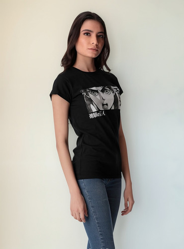 Playera Para Dama Attack On Titan Eren - Negro Liso