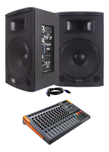 Kit Som Ativa Passiva Saga 15 Mesa 16 Canais 256 Fx Dsp