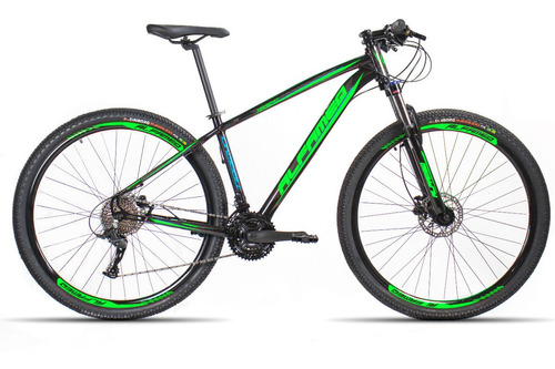 Mountain bike Alfameq Nacional Tirreno aro 29 21" 27v freios de disco hidráulico cor preto/verde