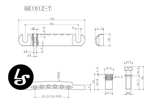 Imagen 2 de 5 de Cordal Gotoh Ge101zt Tipo Abr Les Paul Guitarra Dorado