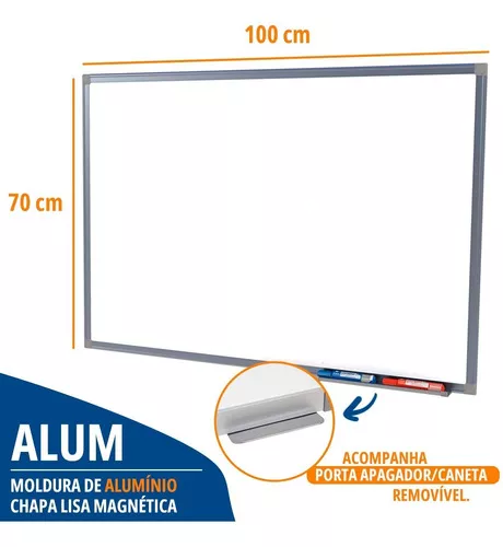 Segunda imagem para pesquisa de lousa quadro branco de aluminio 100 x 70