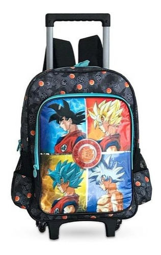 Mochila Rodinha C/ Alça Dragon Ball Super Clio Cor Preto