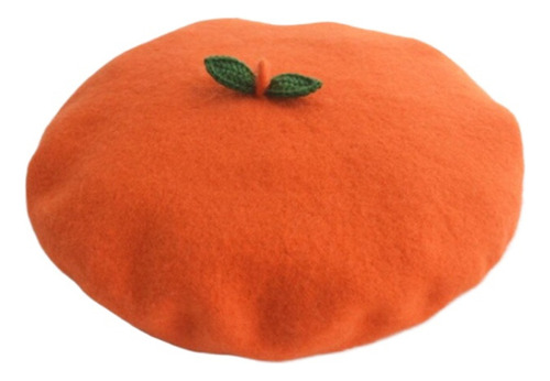 Boina Naranja Con Lindas Hojas Verdes Kawaii Lolita Girl