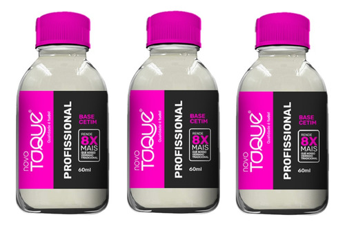 Novo Toque Base Cetim Profissional Rende8xmais 60ml Kit 3un