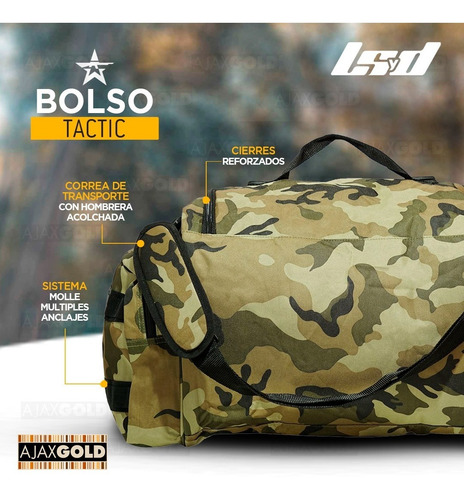 Imagen 7 de 8 de Bolso De Viaje Reforzado Camuflado Gym Deportivo Grande
