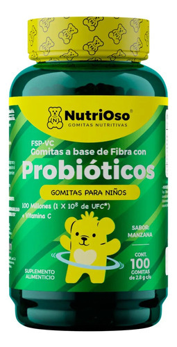 Nutrioso Probióticos + Vitamina C Para Niños 100 Gomitas Sabor Manzana