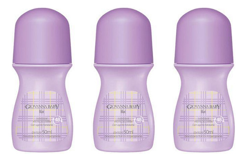 Desodorante Roll-on Giovanna Baby Lilas 50ml - Kit C/3un