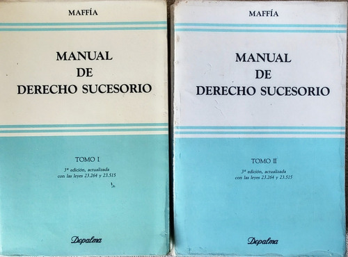 Libro Manual De Derecho Sucesorio De Maffia 2 Tomos- Palermo