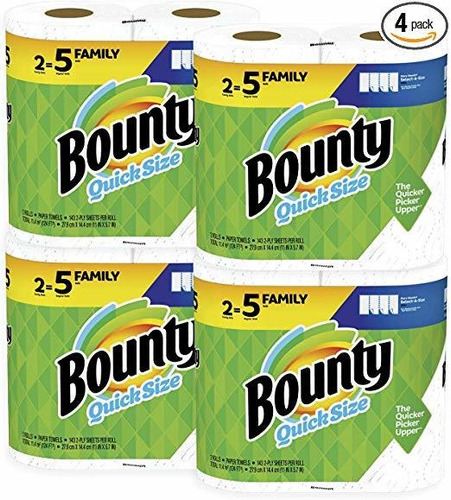 Bounty Quick-tamaño Toallas De Papel, Blanco, 8 Familia Roll
