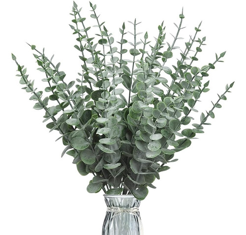 24 Piezas Tallos De Eucalipto Decoración Hojas Artificiales
