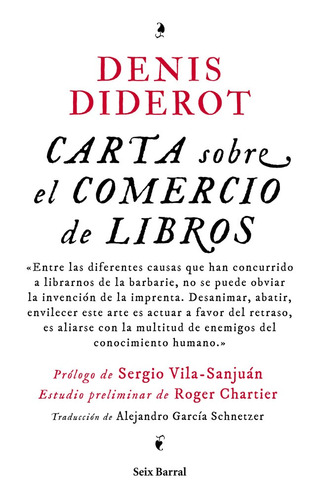Carta sobre el comercio de libros, de Diderot, Denis. Serie Biblioteca Abierta Editorial Seix Barral México, tapa blanda en español, 2013