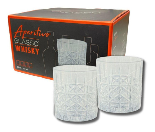 Set 4 Vasos Aperitivo Whisky Glasso 333ml Color Agua