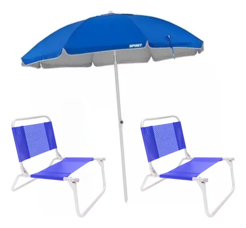 comprar Combo Playa 2 Reposeras Playeras + Sombrilla Spinit 180 Uv