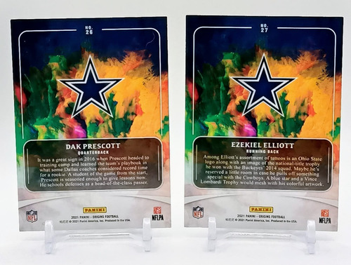 N F L Dak Prescott Y Ezekiel Elliot Dallas Lote 2 Tarjetas