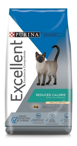 Alimento Excellent Reduced Calorie para gato adulto sabor pollo y arroz en bolsa de 7.5 kg