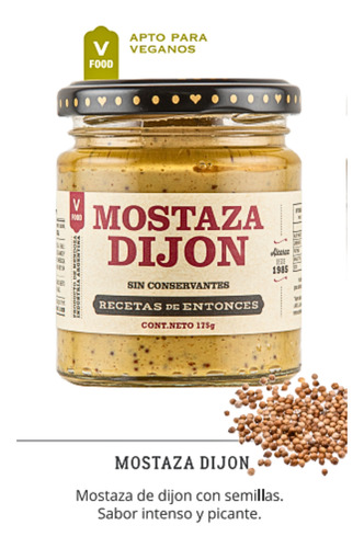 Mostaza Dijon X 175 Gr Receta De Entonces (sin Tacc)