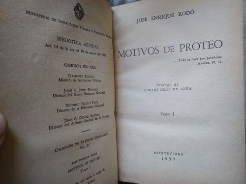 Motivos De Proteo Jose Enrique Rodo 2 Tomos Tapas Duras 1957