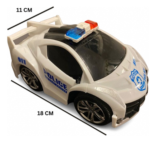 Auto Control Remoto Patrullero Policia Luces Led Sirena Negro