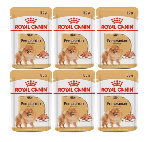 Kit 6 Unidades Royal Canin Ração Sachê Pomeranian Adult 85g