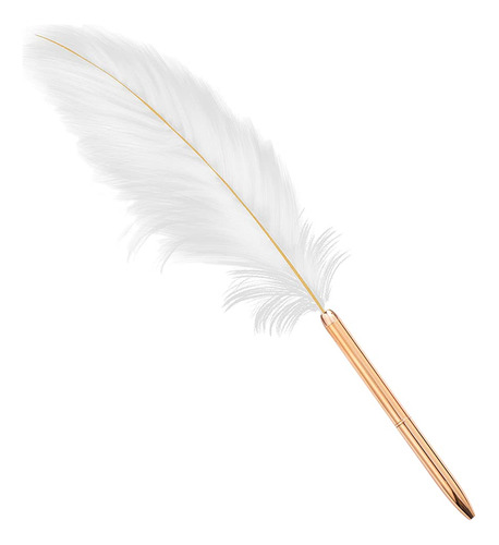 Boligrafo Pluma Blanca Tinta Negra Firma Boda Recargable