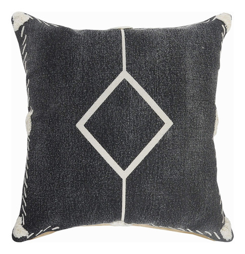 Lr Home - Almohada Geometrica Con Bordes Y Copetas, 20.0 X 2