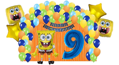 Combo Arco Globos Bob Esponja Metalizados Decoracion