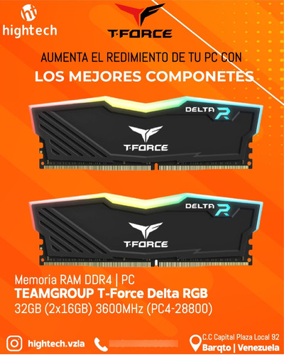 Memoria Ram Ddr4 32gb (2x16gb) 3600 Mhz T-force Delta Rgb