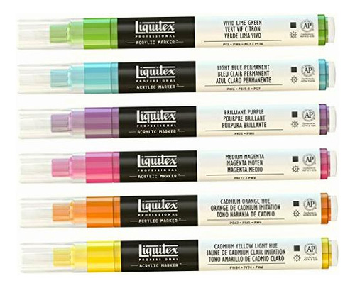 Marcadores de pintura Liquitex, conjunto de 6, Vibrant Fine 6