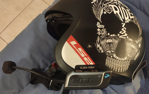 Casco Ls2- Abierto Talle S- Tres Usos Cardo Intercom Negro Sergeant S