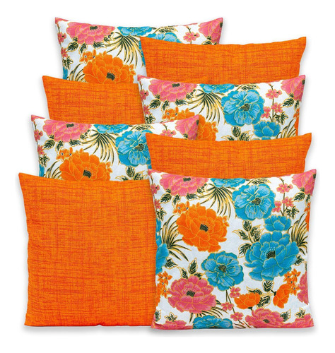 Kit 8 Capas De Almofada 40x40cm Gorgurinho - Jardim-laranja