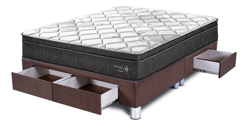 Cama Paraíso Con Cajones Pocket Star | Queen