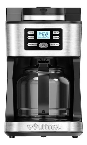 Cafetera Con Molino Integrado Gourmia 12 Tazas Negra Color N Plata
