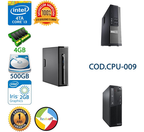 Cpu Core I3 4ta Cuarta 4gb 500gb Hp Dell Lenovo Slim Torre