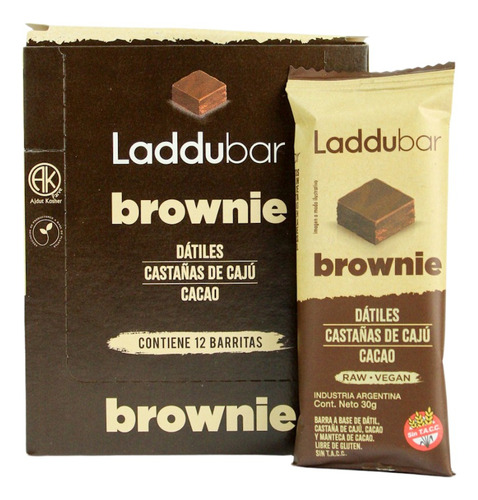 Barritas De Cereales Vegana Laddubar Brownie Caja X 12