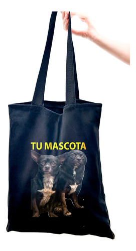 Totebag Personalizado De Mascotas - Gabardina Ecológica Negro