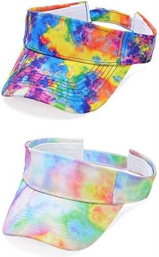 2pcs Tie Dye Coloridos Sombreros Con Visera Sol, Primavera