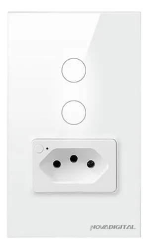 comprar Interruptor Inteligente Tomada Zigbee Novadigital 2 Teclas Botões Touch 20A Tuya Smart Life Alexa 110V 220V IT-ZB-02 Branco
