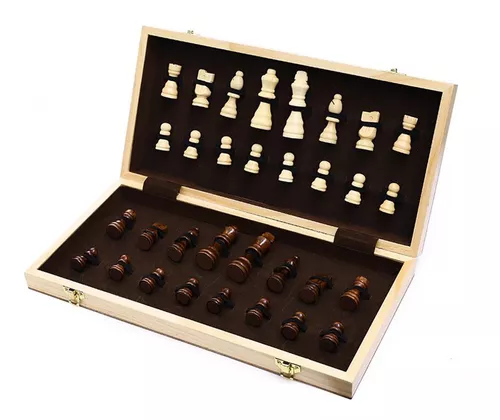 Caixa de xadrez internacional de madeira, estilete de madeira de