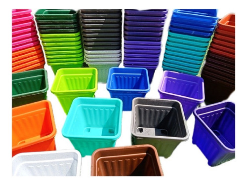 8 Maceteros Cuadrados 11x11 Cm Plásticos / Varios Colores