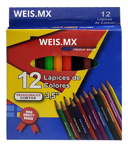 Caja Con 144 Colores Lápices De Colores 9cm Hexagonales Weis