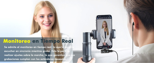 Micrófono De Solapa Inalámbrico Lavalier Cancelacion Ruido Negro Omnidireccional Para Vlog, Streaming, Tiktok, Podscat