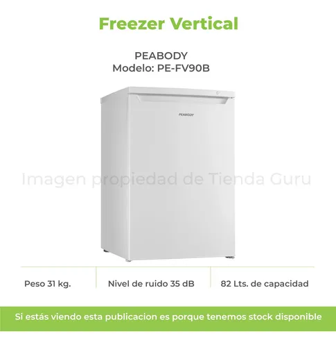 Freezer Vertical Peabody Blanco 82l A++ Puerta Rev Pe-fv90b