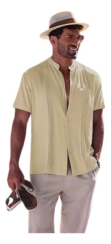 Camisa Hombre Mao Guayabera Cubana De Lino De Playa