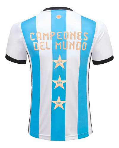 Camiseta Argentina Campeón 3 Estrellas Campeones Del Mundo