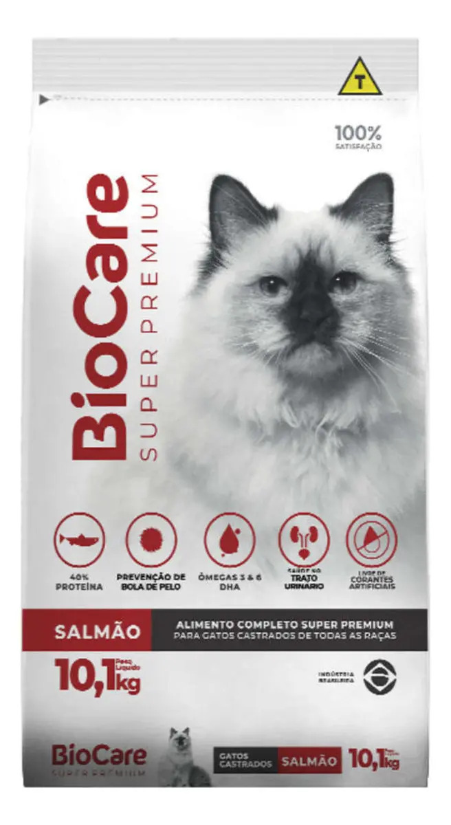 Ração Seca Biocare Salmão Super Premium Gatos Castrados 10.1kg