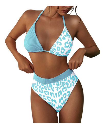 Mujer Bañador Bikini Brasileño Tie-dye Estampado Leopardo Al