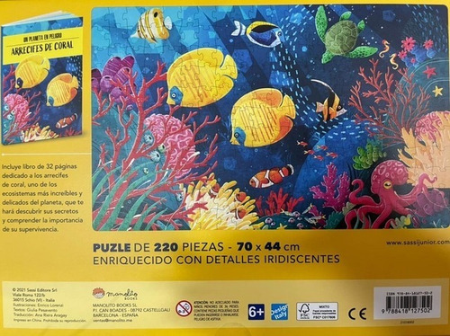 Imagen 2 de 6 de Rompecabezas Puzzle 220 Piezas Con Libro Arrecife Manolito