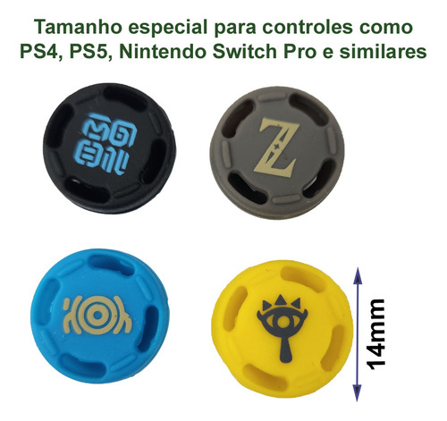 Estojo Controle Nintendo Switch Pro Ps4 Ps5 + 4 Grips Zelda