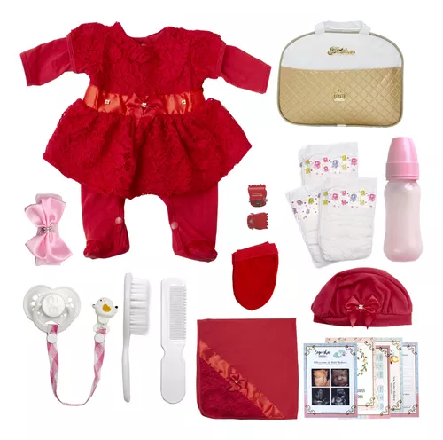 Boneca Bb bebê Reborn Reborne Menina Realista Envio Imediato Vestido De  Princesa Vermelho em Promoção na Americanas