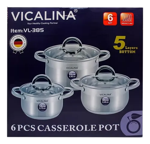Set De Ollas Acero Inoxidable 6 Piezas